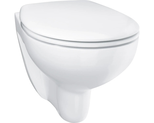 WC mural GROHE kit céramique cuvette à fond creux sans bride de rinçage blanc avec abattant WC 39351000