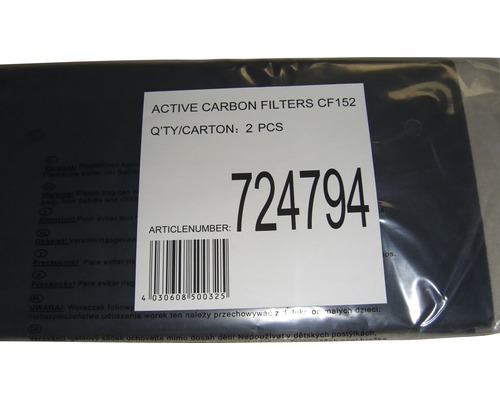 Filtres à charbon actif CF152, 2 pièces