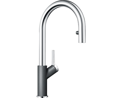 Robinetterie de cuisine haute pression Blanco CARENA-S Vario aspect Silgranit anthracite-chrome 521358