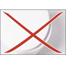 Symbolbild: Toilette mit rotem Kreuz markiert, nicht verfügbar