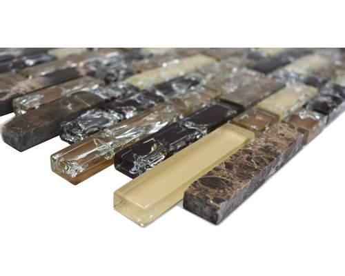 Mosaikfliese aus Glas und Naturstein