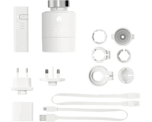 Einzelbild eines Heizkörperthermostats-Starterpakets mit Zubehör