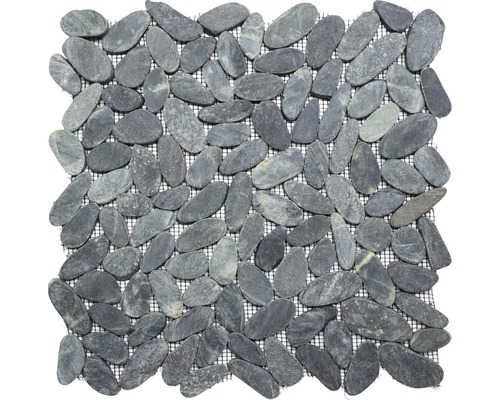 Mosaïque en galets de rivière uni noir 30.5x30.5 Panneau de carreaux avec galets de rivière