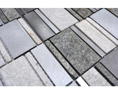 Mosaïque en grès cérame et pierre naturelle