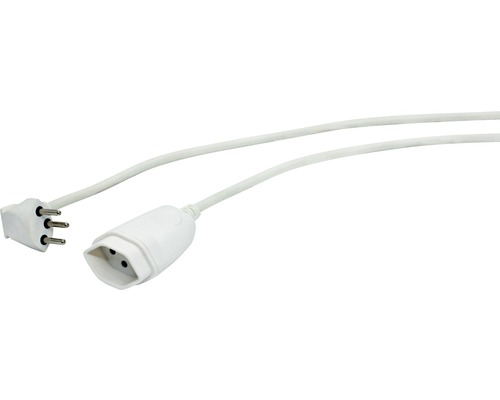 Rallonge électrique 3x1mm² T12/T13 5m blanche avec un connecteur coudé