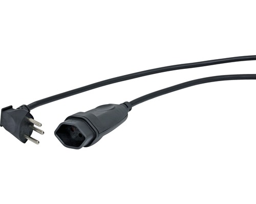 Rallonge électrique 3x1mm² T12/T13 5m noire avec un connecteur coudé