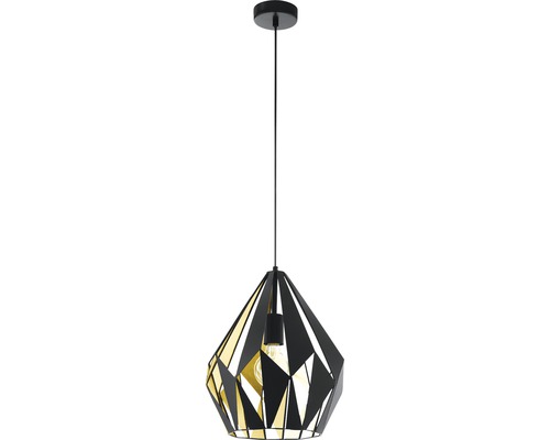 Suspension à 1 ampoule hxØ 1100x310 mm Carlton noir et or