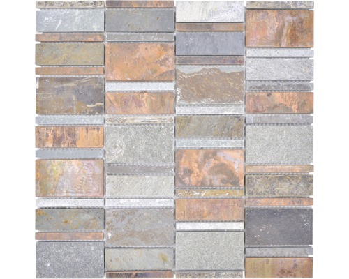 Mosaïque en pierre naturelle XSA575 mélange de cuivre 30x30 cm Mosaïque en pierre naturelle