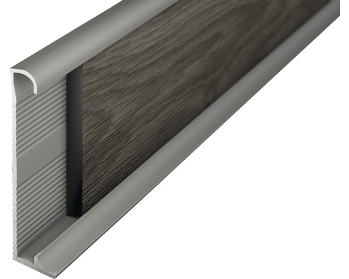Plinthe Prinz aluminium titane non perforée 270x6 cm Plinthe avec décor en bois et profilé en aluminium