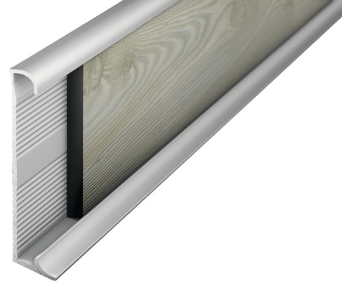 Plinthe Prinz alu argent non perforée 11x60x2700 mm Plinthe avec décor en bois