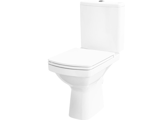 WC-Kombination Easy spülrandlos Abgang waagerecht weiss mit WC-Sitz