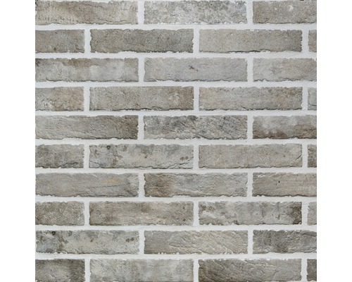 Carreau mural en grès cérame Brique Indus mud LxLxS 6x25x0.8 cm Gros plan d''un carreau mural aspect brique