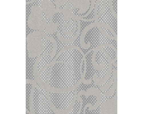 Vliestapete 58644 Catania Ornamental grau Tapete mit floralem Muster und Gitterstruktur
