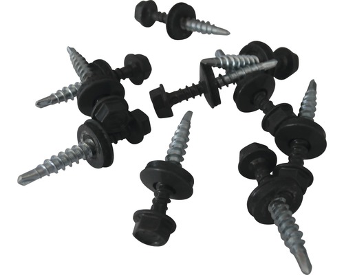 EASY-Pan Schrauben Granulat schiefer 4,8 x 35 mm Pack = 40 St Mehrere Schrauben mit Dichtscheibe