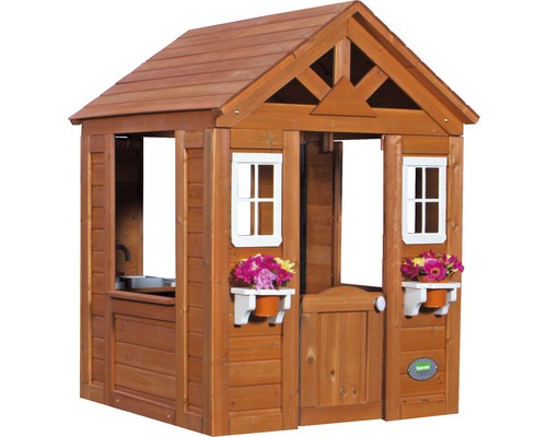 Maisonnette en bois avec porte et fenêtres