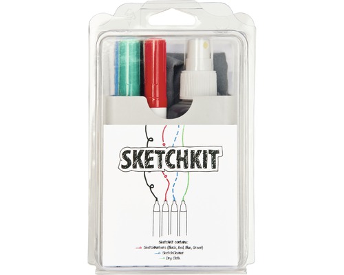 Boîte de marqueurs SketchPaint avec 4 stylos et spray