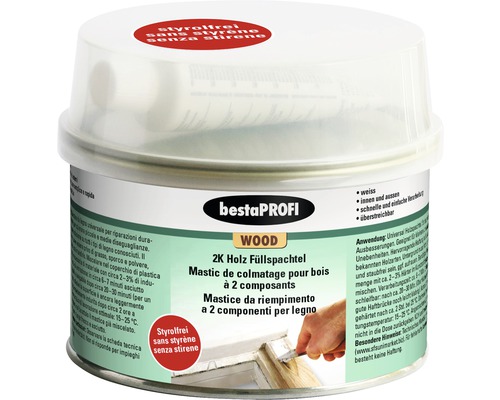 Rebouche-fissures bi-comp. bois BESTAPROFI, blanc, 500 g Mastic à bois 2K Besta Profi pour bois