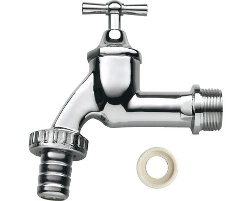 Wasserhahn aus Metall mit Schlauchanschluss und Dichtungsring