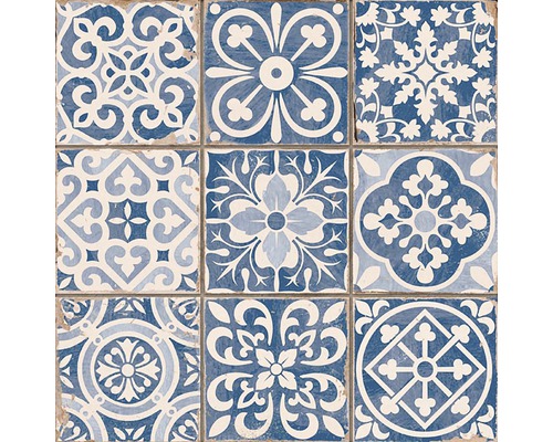 Carrelage sol et mur FS Faenza-A bleu/blanc 33x33 cm