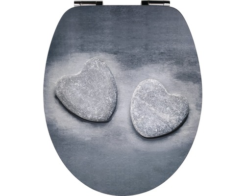 Abattant WC form&style Stone Heart Motif Avec système d'abaissement automatique - Abattant de WC avec cœurs en pierre
