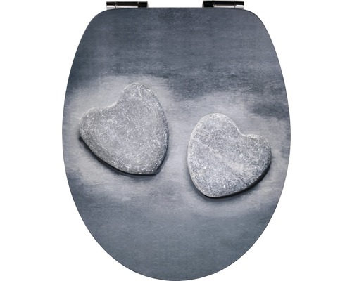 Abattant WC form & style Stone Heart avec frein de chute gris