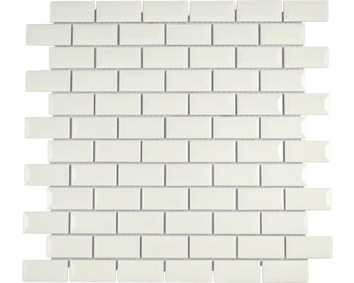 Keramikmosaik Brick bond diamond 30x30 cm elfenbein