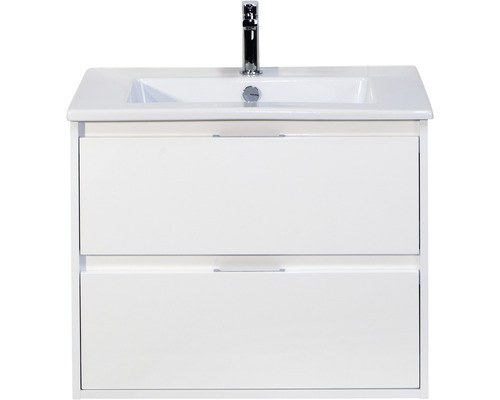 Set de meubles de salle de bains sanox Porto 70 cm blanc haute brillance 2 pièces meuble bas avec lavabo en céramique