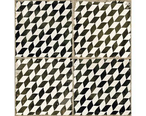 Quatre carreaux avec un motif géométrique de losanges