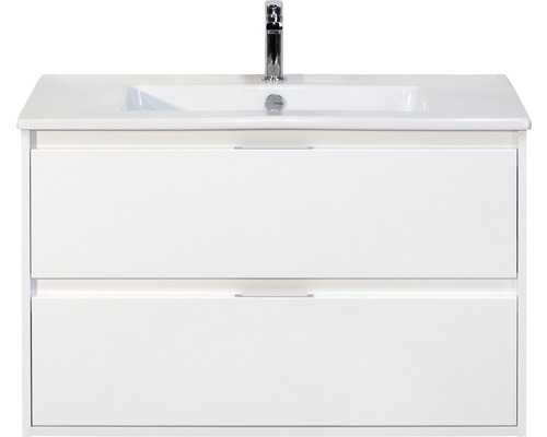 Kit de meubles de salles de bain Porto blanc haute brillance 57x91 cm