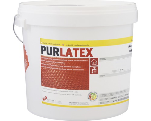 Eimer mit lösemittel- und weichmacherfreier Pur Latex Innenfarbe für Wohn- und Industrieräume, 22 Kilogramm