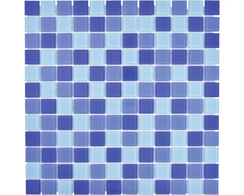 Mosaïque en verre cm4SE3M CRYSTAL MIX BLEU 30x30 cm Mosaïque avec motif carré