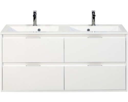 Doppelwaschbecken mit Unterschrank Sanox PORTO BxHxT 120.5x56.5x50 cm Frontfarbe weiss 84719801