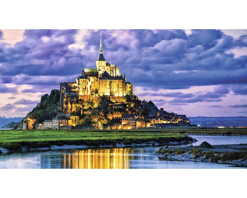 Fototapete Vlies 1616 VEXXL Mont Saint-Michel 3-tlg. 312 x 219 cm Illuminierte Abtei Mont Saint-Michel auf einer Felseninsel im Wattenmeer