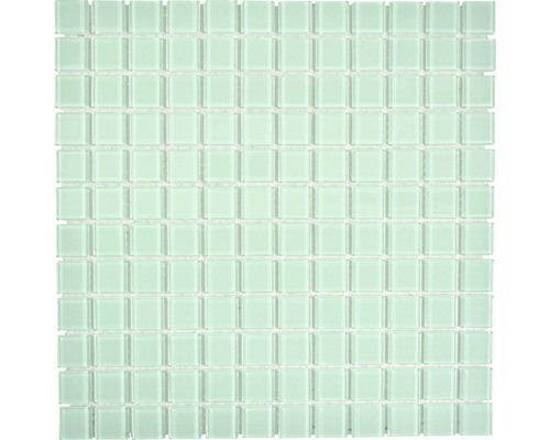 Mosaïque en verre cm4SE73 CRYSTAL UNI VERT CLAIR 30x30 cm Carreaux de mosaïque en verre carrés sur un filet