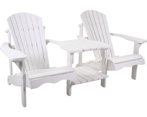 Ensemble de chaises de jardin Adirondack duo bois blanc