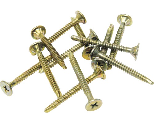 Plusieurs vis autoperceuses en détail