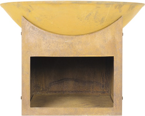 Feuerschale mit quadratischem Sockel für den Garten