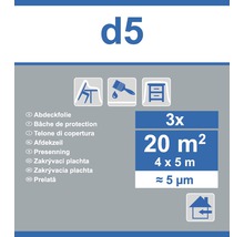 Film de protection d5, 20 mètres carrés, 4 x 5 mètres, 5 micromètres d''épaisseur, triple