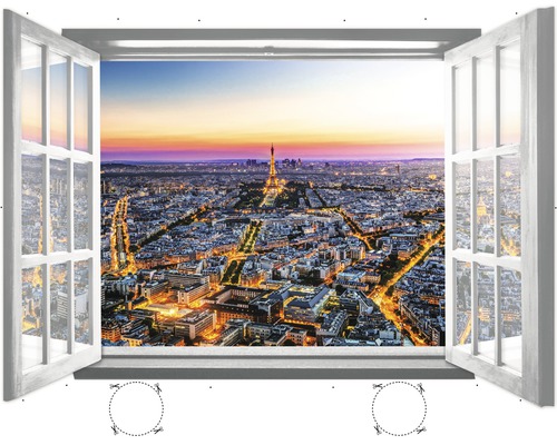 Papier peint photo intissé fenêtre avec Paris 2.01x1.45 m