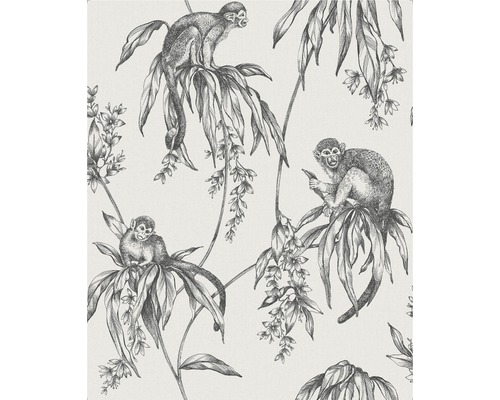 Papier peint intissé 106157 Saimiri singe gris Papier peint avec motif de singes et de plantes