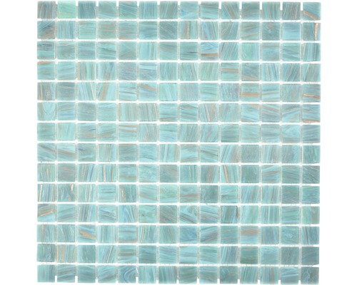 Mosaïque en verre GMGS454749 turquoise or 30,5x30,5 cm