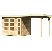 Gartenhaus Karibu Naomi 3 mit Anbau 2,4 m 508 x 238 cm natur