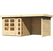 Abri de jardin en bois avec double porte et annexe