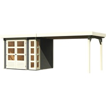Abri de jardin en bois avec porte double et auvent