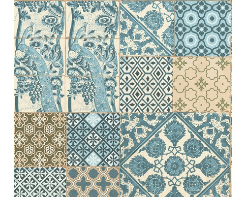 Papier peint intissé 36923-3 Metropolitan Carreau vert-beige Motif de carreaux avec différents designs