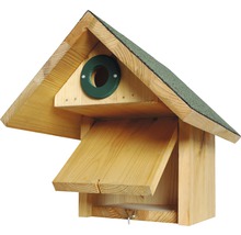Vogelhaus aus Holz mit Gründach und rundem Eingang