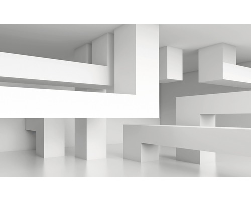 Papier peint panoramique intissé motif d'espace 3D 250 x 104 cm Architecture intérieure abstraite avec des éléments rectangulaires qui se croisent
