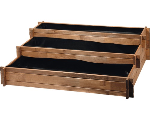 Jardinière à trois niveaux en bois avec film de plantation
