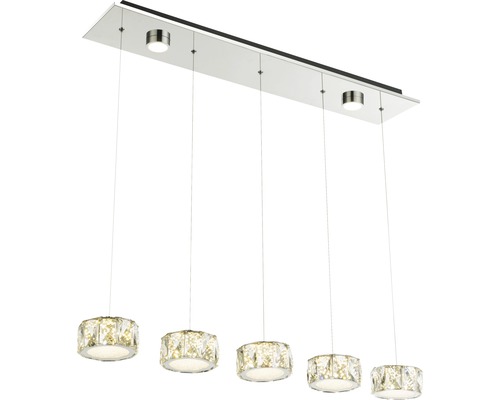 Lampe suspendue LED cristaux de verre chrome 48W