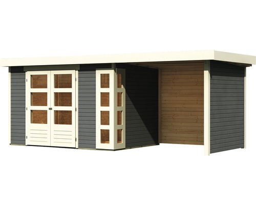 Abri de jardin en bois avec double porte et annexe